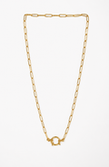 Gold link chain necklace with round clasp — Archive Jewellery Studio