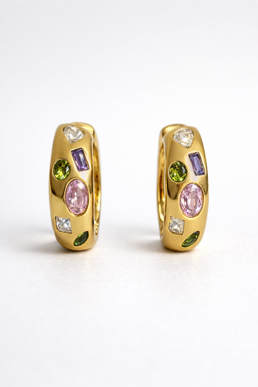 Colourful Zircon Hoop Earring Rainbow Stone