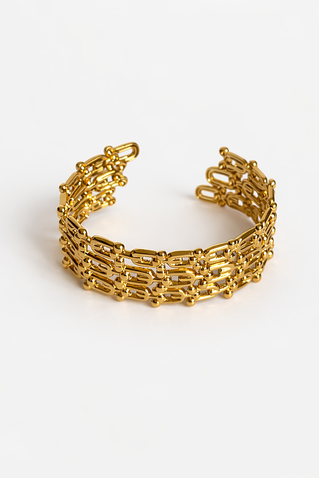 Cuff Bracelet With Textured Links