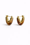 V Shape Vintage Amber Clear Brown Hoop