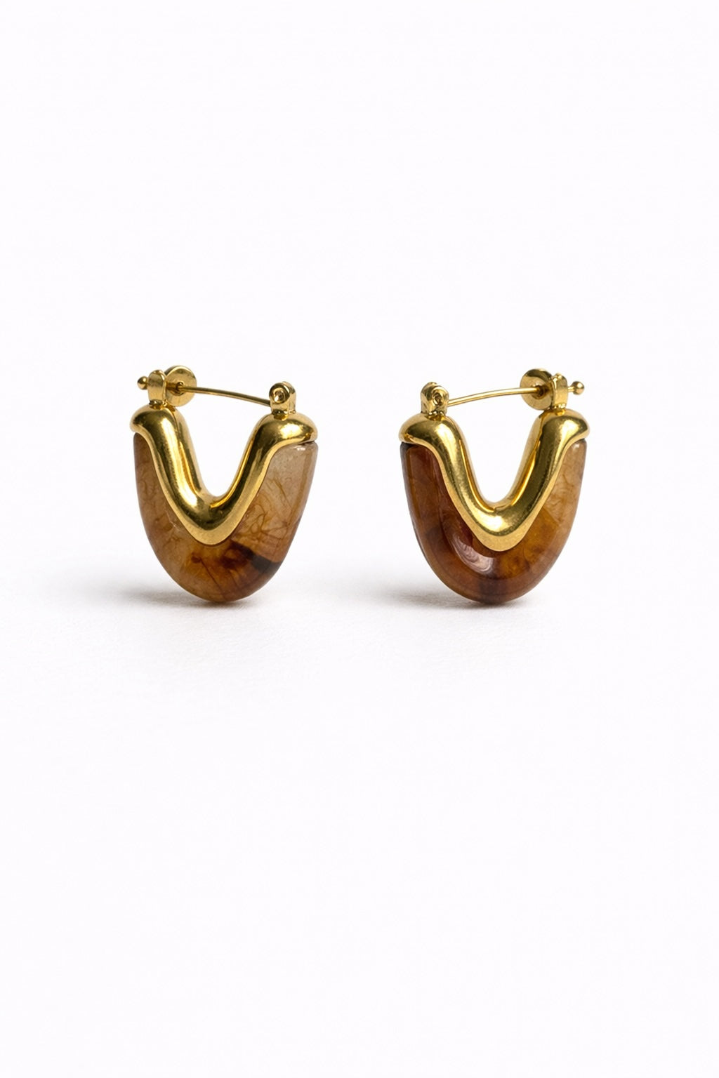 V Shape Vintage Amber Clear Brown Hoop