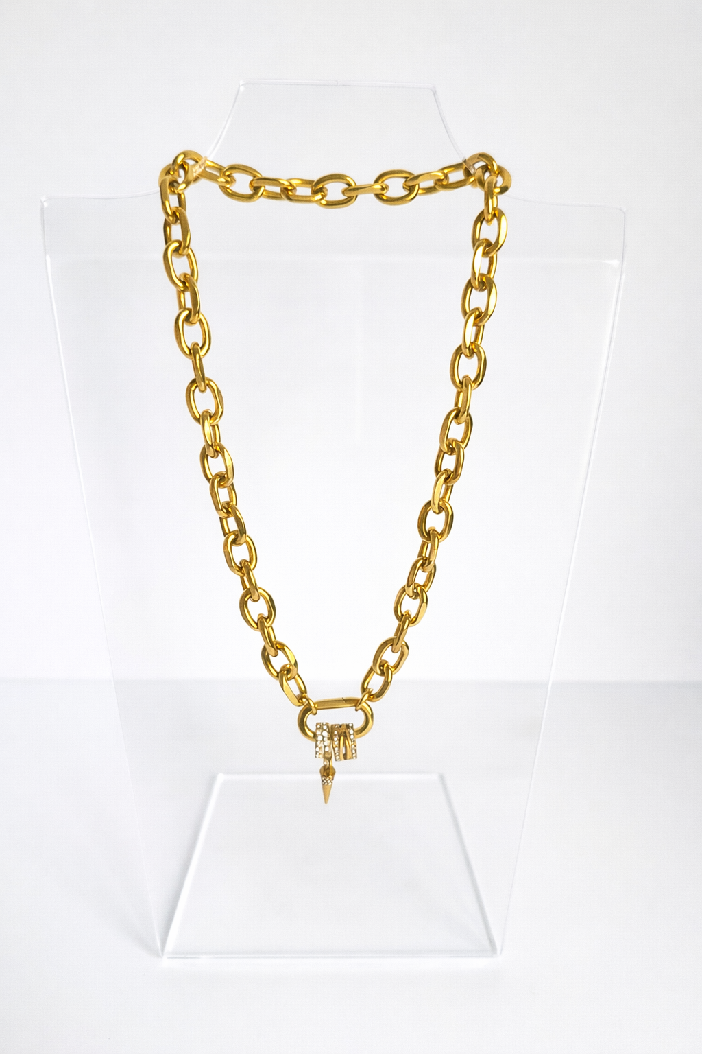 Oval Link Spring Clasp Choker Necklace