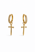 Cross Charm Hoop Earrings