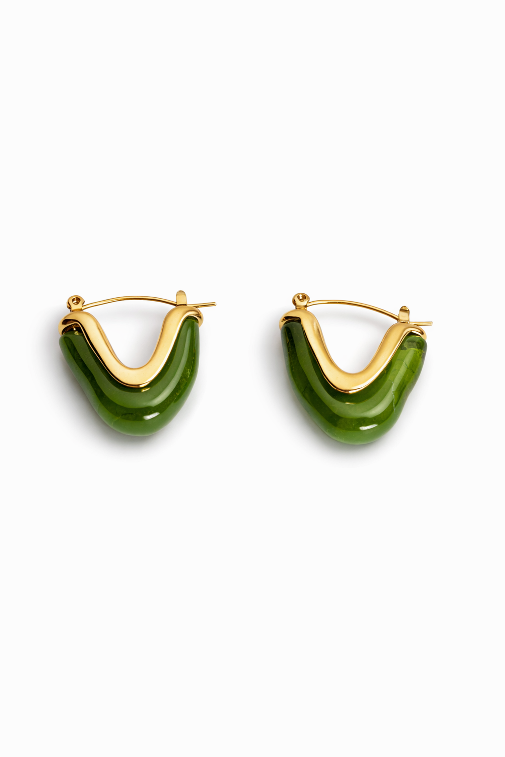 V Shape Vintage Amber Clear Green Hoop