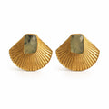 Prehnite Fan Stud Earring