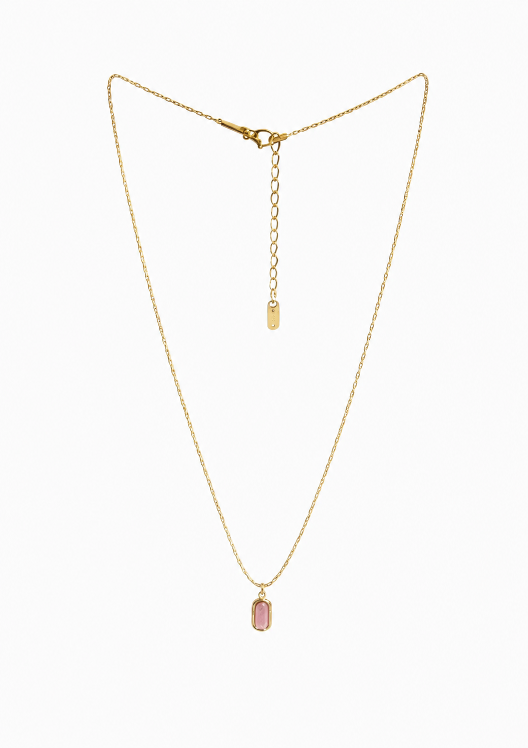 Pink Natural Stone Pendant Necklace