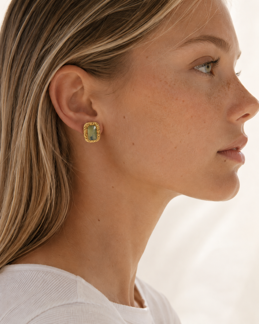 Prehnite Stud Earrings
