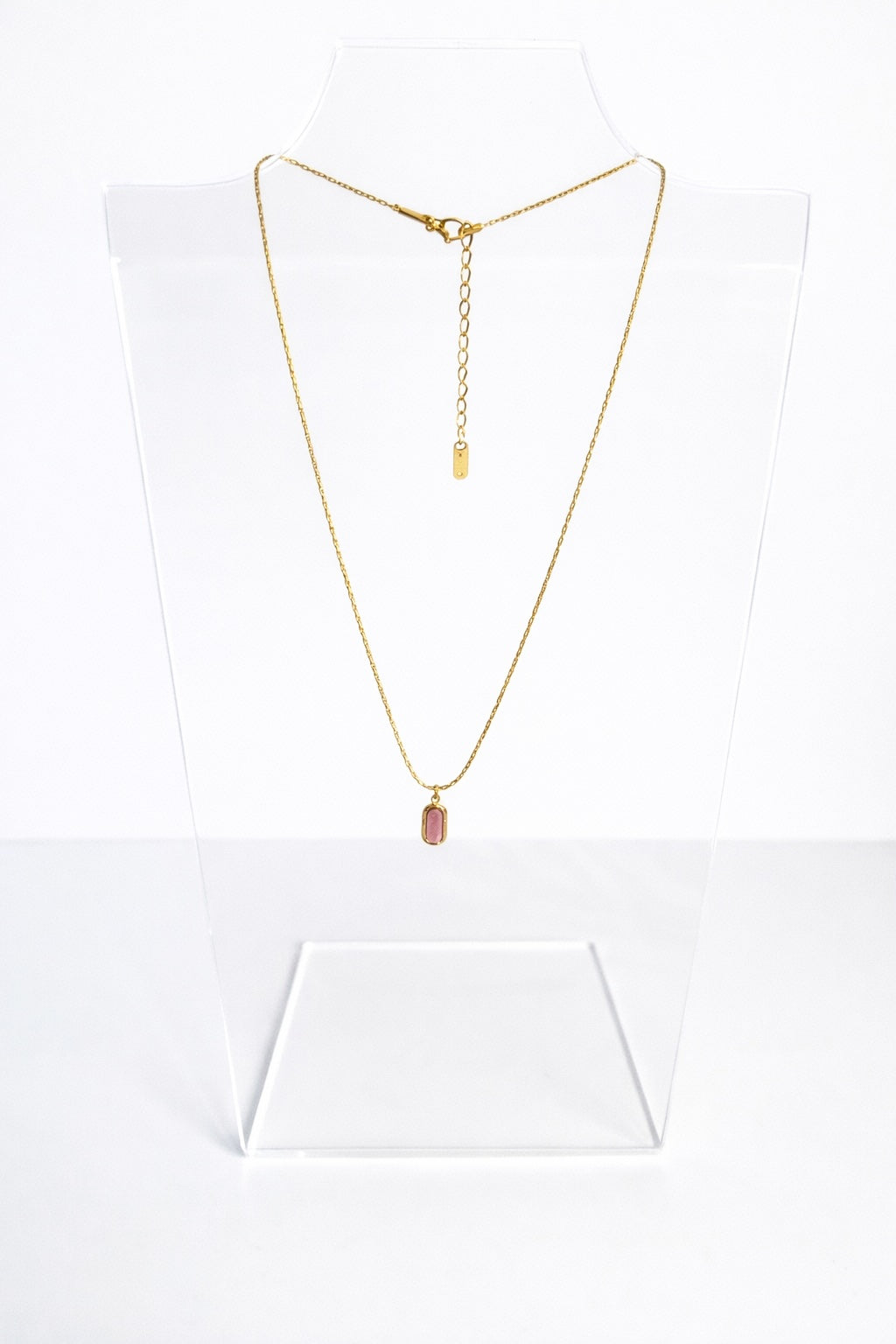 Pink Natural Stone Pendant Necklace